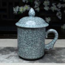 Longquan celadon ceramic cup tea cup glass office cup tea set cup big capacity with lid mug
