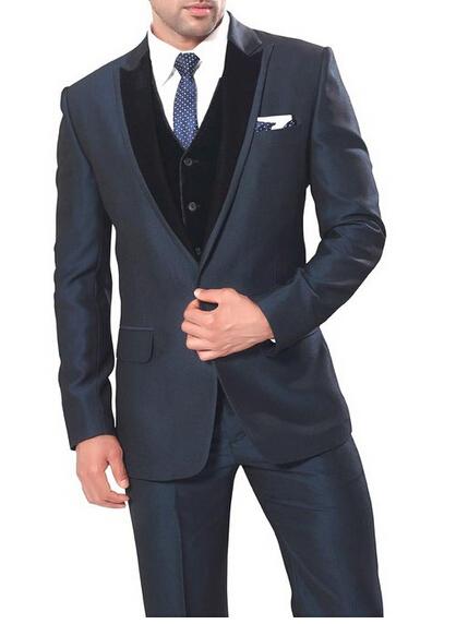 Custom Made Gray Groom Tuxedos Groomsman Men's Wedding Prom Suits (Jacket+Pants+Vest+Tie) AAA:043