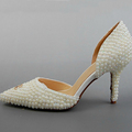New Beautiful Luxurious Elegant Pearl Crystal Rhinestone Pumps Honeymoon 8CM Helel Wedding Bridal shoes
