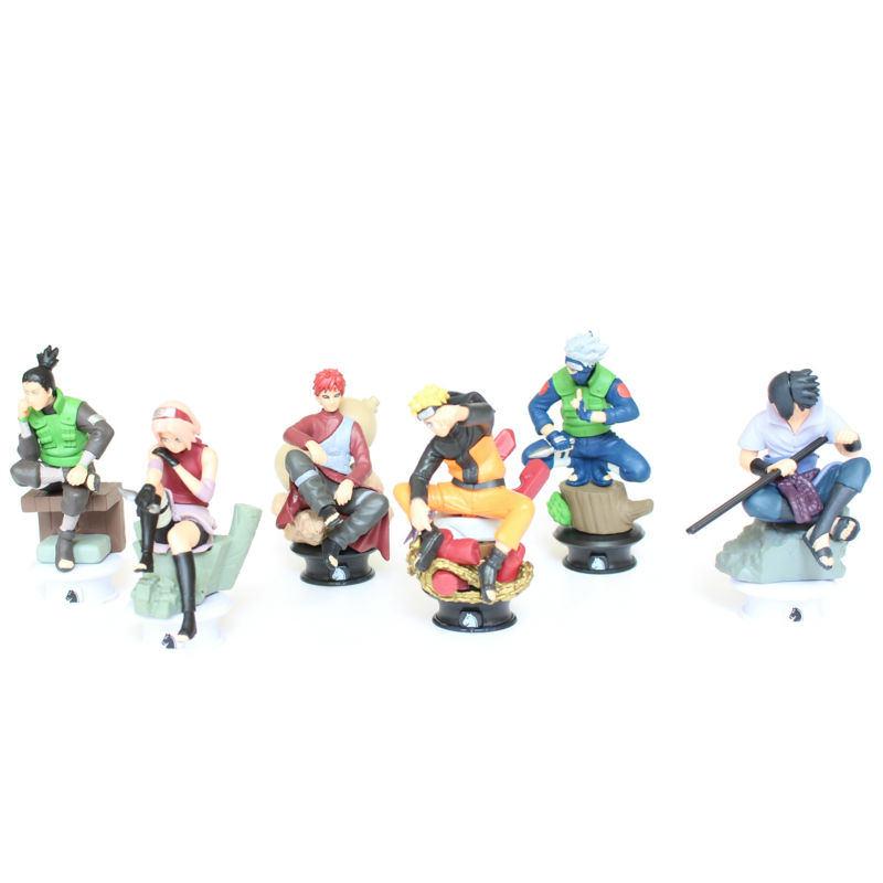 6pcs/set Anime Naruto 8cm Chess Action Figure New Sasuke Ninja Uzumaki Uchiha Sasuke Pvc Classic Model Toys For Children Retail