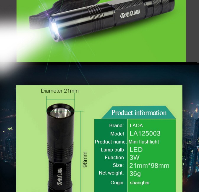 LAOA Mini LED Flashlight Linternas Lanterna Led of Tactical Lampe Torche tactical flashlight For Self Defense And Camping