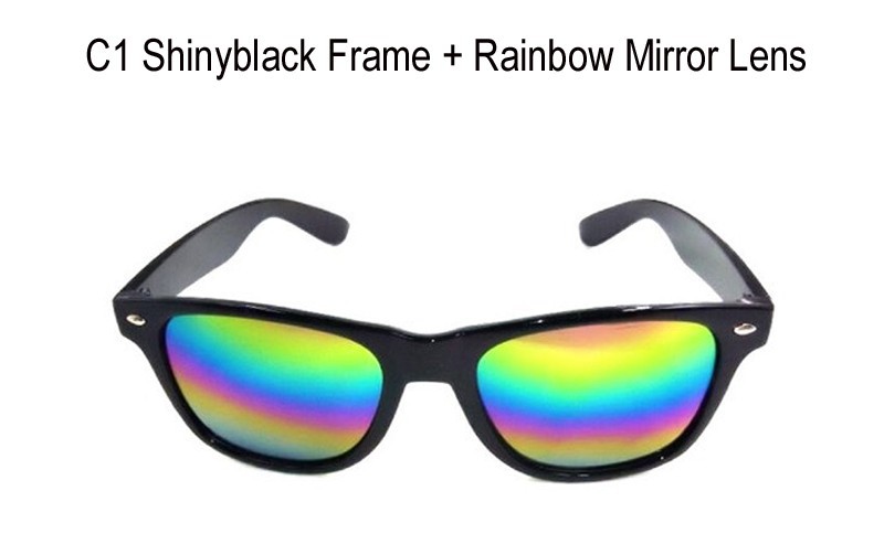 C1 shinyblack frame rainbow mirror lens