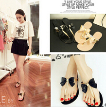 2016 Bow Thong Jelly Shoes Woman Jelly Flip Flops Women Sandals Ladies Flat Slippers Zapatos Mujer Sapatos Femininos new