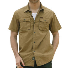 Plus Size Mens Shirts 2016 Summer Fashion Brand Casual Shirt Male Short Sleeve Solid Cotton Chemise Homme Pocket Shirts S8817
