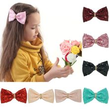 4.5″ Handmade Sweet Girls Sequin Hair Bow For Baby Toddler Boutique Hairgrips High Quality Hair Accessories