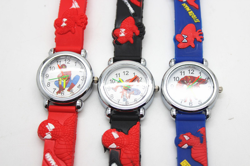2015 hot sale spiderman watches children cartoon watch kids cool 3d rubber strap quartz watch clock hours gift free shipping (3)