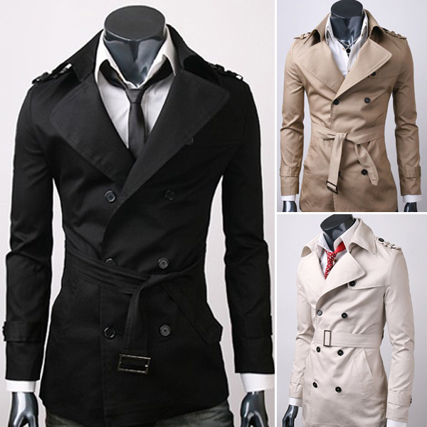 New Fashion Trench Coat Men Double Breasted Slim Outerwear Casual Overcoat Men Long Coat Jacket Windbreaker Asia/Tag Size M-XXL