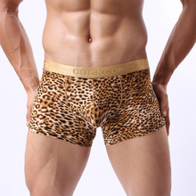 Phnom Penh  Leopard U Convex Bag Underwear Sexy Leopard Male Boxer Briefs Free Shipping Underwear Men Boxer