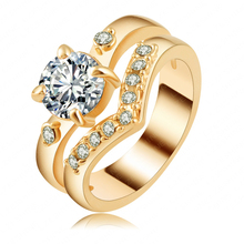 Newest Trendy Finger Rings 2014 AAA Zircon 18K Gold Rose Gold Plate Fashionable Couple Rings Ri