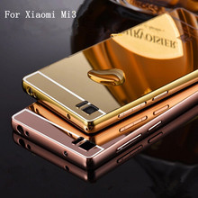 2015 For Xiaomi Mi3 Case Ultrathin Mirror Metal Aluminum+Acrylic Hard Back Cover For Xiaomi 3 Shockproof Shell Bag Accessory