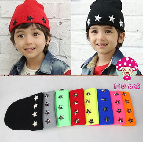 2015 cotton knit warm star design kids cap crohet baby new born photography props baby hats winter kids hats beanie hat
