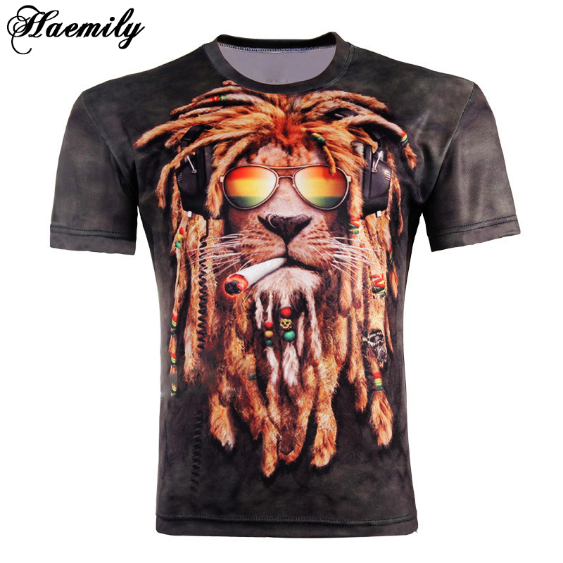 Hot Sale New Fashion Summer Men s 3D Printed T shirts The Lion Head Printing Short