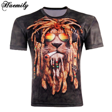 Hot Sale New Fashion Summer Men’s 3D Printed T-shirts The Lion Head Printing Short Sleeve T Shirt Tops Plus Size MC015-I