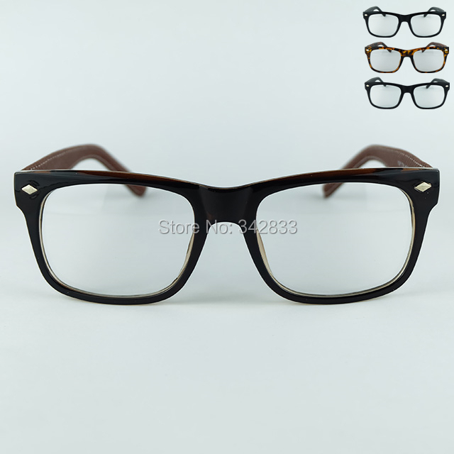 New Women Wayfarer Simple Design Eyeglasses Good Made Optical Frame Rhombus Rivet Imitation Leather Wrap Legs
