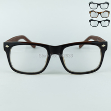 New Women Wayfarer Simple Design Eyeglasses Good Made Optical Frame Rhombus Rivet Imitation Leather Wrap Legs