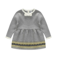 2016 New baby girl princess dresses for autumn and spring ,girls knitted dress with long sleeve children’s clothes sweater dress