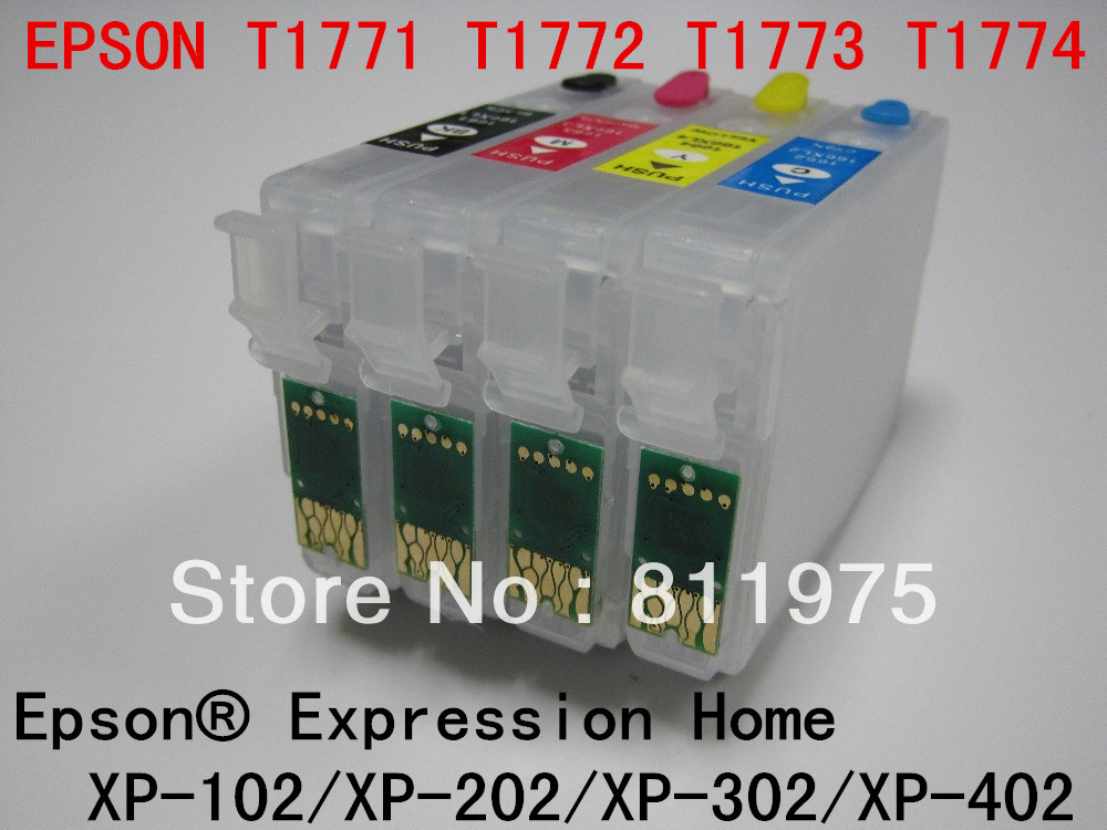 For epson T1701-T1704/T1711-T1714 Refillable ink cartridge For Epson  Expression Home XP-103 XP203 XP207 XP313 XP413 printer