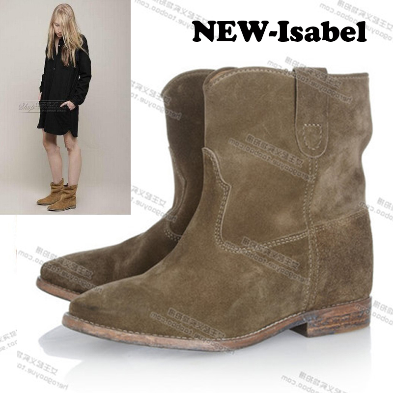 NEW Lady fashion woman genuine Nubuck leather motorcycle ankle style Leisure boots Spring Autumn hidden heel