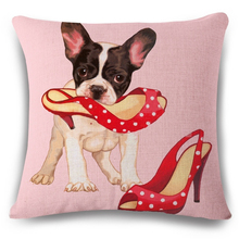 Animal French Bulldog Cushion Cover Pug Dog Pillowcase Woven Cushion Cover Cotton Linen Car Euro Pillow Covers Decorative