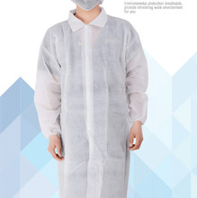 3pcs Free Shipping Wholesale Cheap Disposable Non- Woven Lab Coat White Lad Safety Work Clothing 60gsm Factory Price