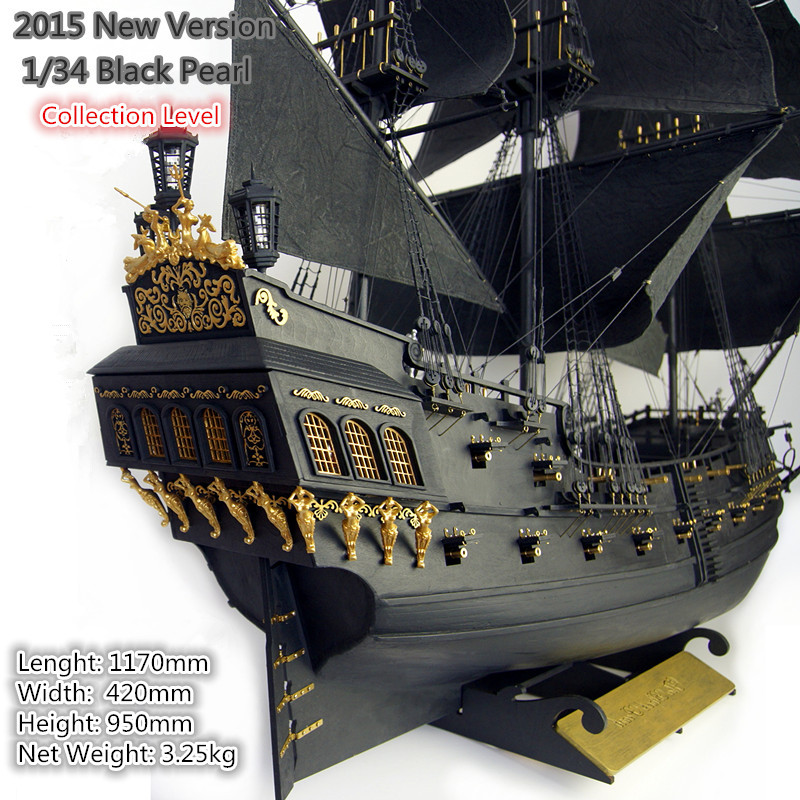 2015 New version Classical wooden sailing boat 1/34 black pearl 