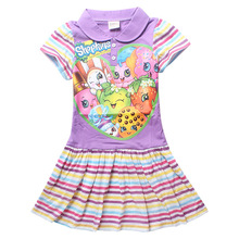 Cleanstock Promotions!! 2016 Purple Doll Collar Design Patchwork Striped Pattern Girl Dress For 6-12 Years Girl Chothing