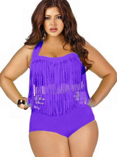 2014 High Waist  Women Bikini Set Plus size  Super sexy Padded Tassel  Swimwear Fringe  Swimsuit  L-3XL