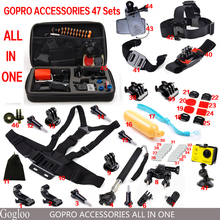 Gopro аксессуары 47 в 1 семья комплект Gopro аксессуары Gopro аксессуары пакет для Gopro герой 4 sj4000 аксессуары