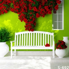New Arrival Vinyl Backdrops For Photography Green Screen With Red Flowers White Floor Wedding Photo Background Studio