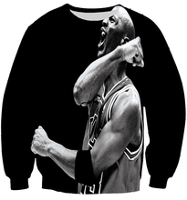 Black jordan shouting print 3D sweatshirt for men boy sport style pullover basketball crewneck hoodie