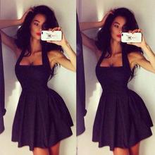 Cheap Sexy A Line Backless Halter Neck Women Party Gowns Short Black Robe De Cocktail Prom Dresses 2015 Vestidos De Coctel