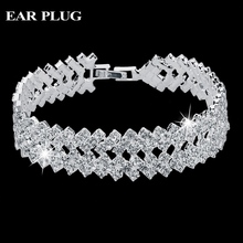 Luxury Crystal Bracelets For Women Silver Bracelets & Bangles Femme Bridal Wedding Jewelry 2016 Vintage Bracelet SBR150218