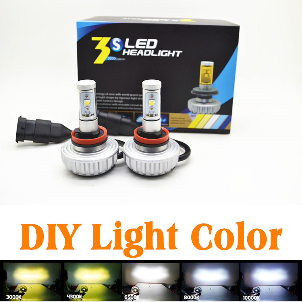 1Set 30W 3000LM H8 H9 H11 Cree LED Headlight Conversion Kit Driving Lamp Bulb Xenon Motorcycle Car Light Source Car Styling