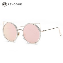 AEVOGUE Sunglasses Women Newest Original Brand Designer Copper Frame Cat Eye Sun Glasses Coating Lens With Box UV400 AE0390