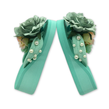 Summer Fancy Women Flower Pearl Sandals Thong Platform Wedge Beach Slippers Bohemia Flip-Flops Jelly Supercolor Shoes Handmade