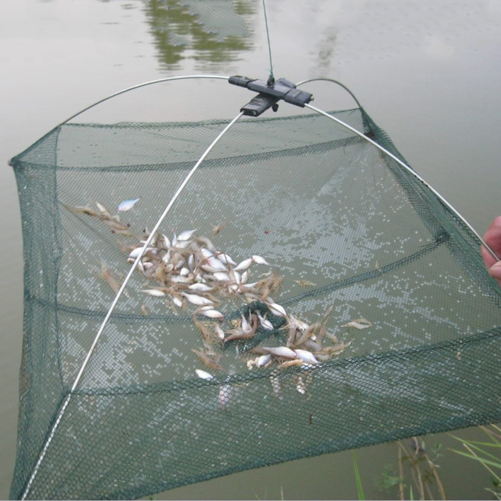 60 60cm Foldable Folding Mesh Nylon Fishing Net Baits Trap Cast Dip Crab Shrimp Net