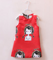 Retail 2016 korean children clothing High quality summer dress Cartoon young girl fashion dress