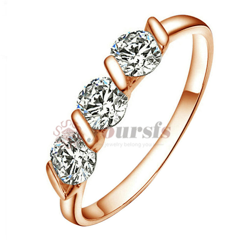 Wholesale Free Shipping 18K Gold Plated Wedding Rings Use Triple Austria Crystal 0 5Ct Simulation of
