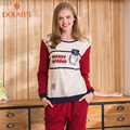 Autumn Girls Pajamas Casual Women Long Pajama Sets Cotton Lounge Pijama Female Homewear Round Neck Women