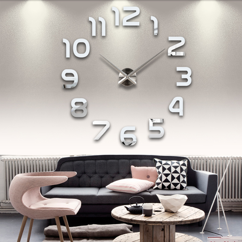 2016 new clock watch wall clocks horloge 3d diy acrylic mirror Stickers Home Decoration Living Room