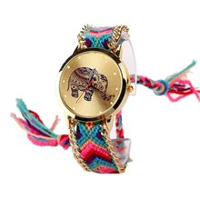 Hot Sell New Brand Handmade Braided Elephant Bracelet Watch Watches Women Quarzt Watches 6 Colors relogio feminino