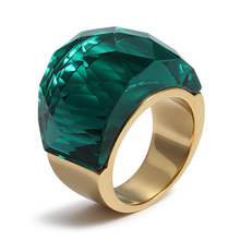 Top Quality crystals stone big rings for women 5 color stainless steel fashion jewelry RC-050G