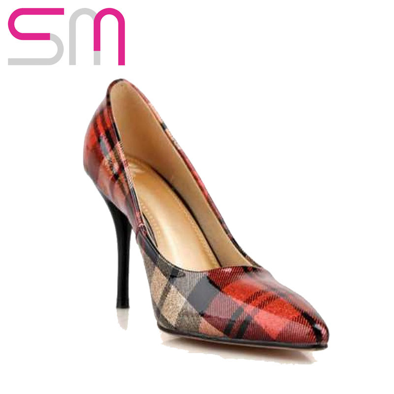 2015 Brand Design Patent Leather Sexy Women Pumps Thin High Heels Wedding Shoes Shoes Pointed toe Less Platform Pumps