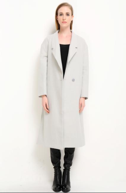 Grey  Trench Coat 2015 New Fashion Women's Slim Long Sections Wool Blended Coat Winter Womens Trench Coat Plus Size