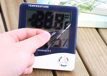 New 2015 Digital LCD White Hygrometer Temperature Humidity Meter Gauge Clock