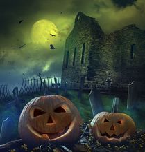 200cm*300cm(6.5x10ft) Background Photo Studio Pumpkin cemetery dilapidated castle vinyl backdrops halloween ZJ