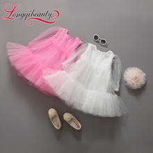 2016 New Spring Autumn Princess Girls Kids Dress Clothes Knee length Long Sleeve Chiffon Ball Gown