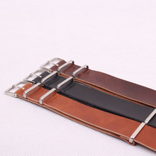 20 mm NATO Brown negro cuero de la PU moda venta al por mayor correas de reloj para hombre mujeres Casual relojes correas reloj Band Buckle cinturones