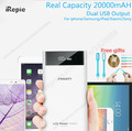 Original PISEN 2A 20000mAh Mobile Power Bank 18650 10000 mah Dual USB LCD Display Powerbank Charger