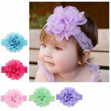 Hair Accessories Baby Girls Lace Headband Baby Chiffon Flower hairband Infant girl Hair Weave band childern hair clips